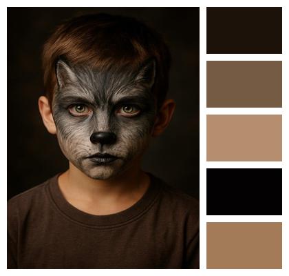 Portrait Painted Face Wolf Child Image