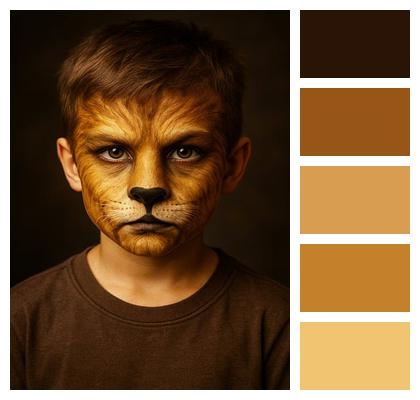 Lion Child Painted Face Nature Image