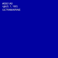 #0001A0 - Ultramarine Color Image