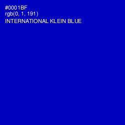 #0001BF - International Klein Blue Color Image