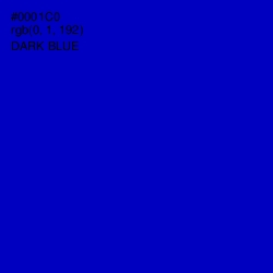 #0001C0 - Dark Blue Color Image