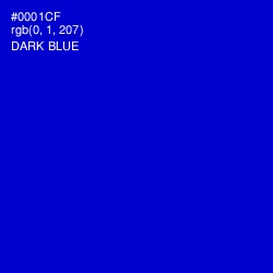 #0001CF - Dark Blue Color Image