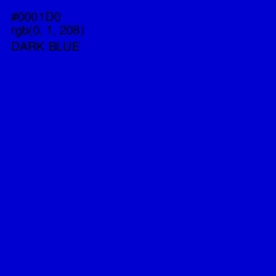 #0001D0 - Dark Blue Color Image