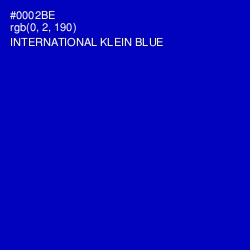 #0002BE - International Klein Blue Color Image