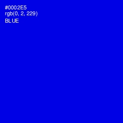 #0002E5 - Blue Color Image