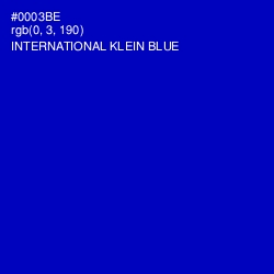 #0003BE - International Klein Blue Color Image