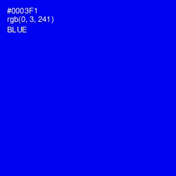 #0003F1 - Blue Color Image