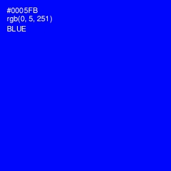 #0005FB - Blue Color Image