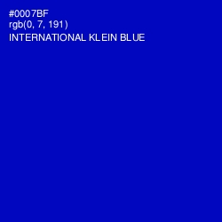 #0007BF - International Klein Blue Color Image