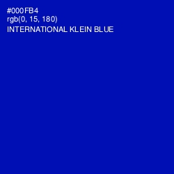 #000FB4 - International Klein Blue Color Image