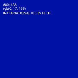 #0011A6 - International Klein Blue Color Image