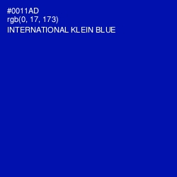 #0011AD - International Klein Blue Color Image