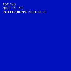 #0011BD - International Klein Blue Color Image