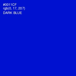 #0011CF - Dark Blue Color Image