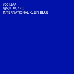 #0012AA - International Klein Blue Color Image