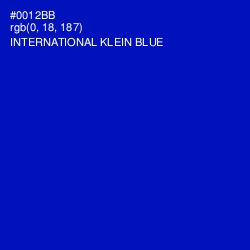 #0012BB - International Klein Blue Color Image