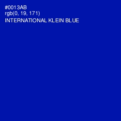 #0013AB - International Klein Blue Color Image