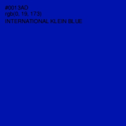 #0013AD - International Klein Blue Color Image