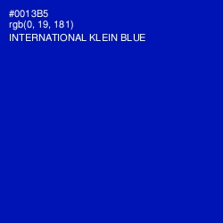 #0013B5 - International Klein Blue Color Image