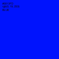 #0013FD - Blue Color Image