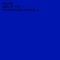 #0014AE - International Klein Blue Color Image