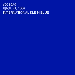 #0015A6 - International Klein Blue Color Image