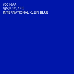 #0016AA - International Klein Blue Color Image