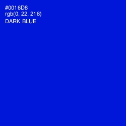 #0016D8 - Dark Blue Color Image