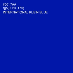 #0017AA - International Klein Blue Color Image