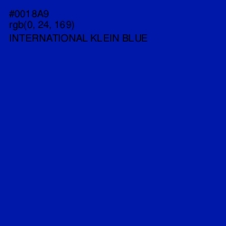 #0018A9 - International Klein Blue Color Image