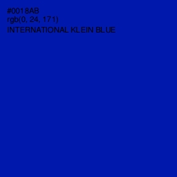 #0018AB - International Klein Blue Color Image