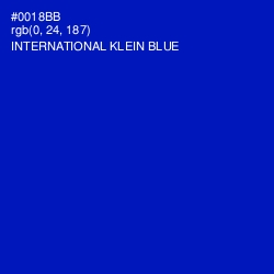 #0018BB - International Klein Blue Color Image