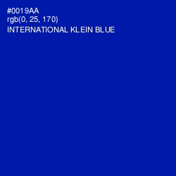 #0019AA - International Klein Blue Color Image