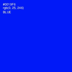 #0019F6 - Blue Color Image