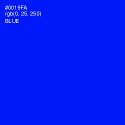 #0019FA - Blue Color Image