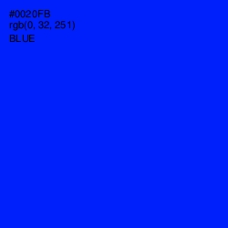 #0020FB - Blue Color Image