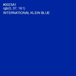 #0025A1 - International Klein Blue Color Image