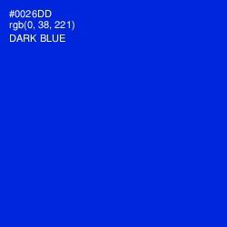 #0026DD - Dark Blue Color Image