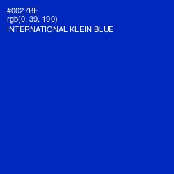 #0027BE - International Klein Blue Color Image