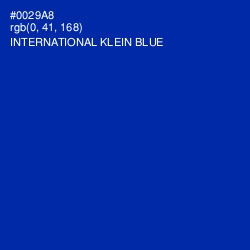 #0029A8 - International Klein Blue Color Image
