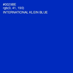 #0029BE - International Klein Blue Color Image