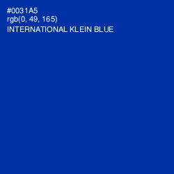 #0031A5 - International Klein Blue Color Image