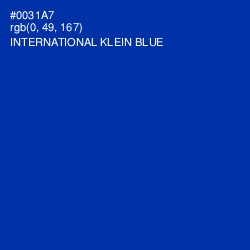 #0031A7 - International Klein Blue Color Image