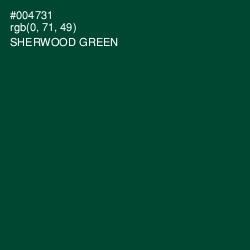 #004731 - Sherwood Green Color Image