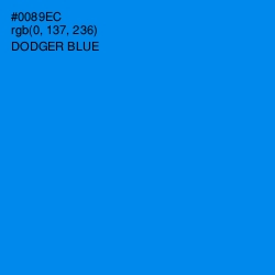 #0089EC - Dodger Blue Color Image