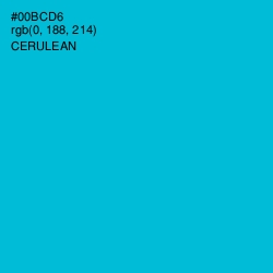 #00BCD6 - Cerulean Color Image