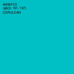 #00BFC5 - Cerulean Color Image