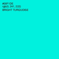 #00F1DE - Bright Turquoise Color Image