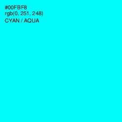 #00FBF8 - Cyan / Aqua Color Image