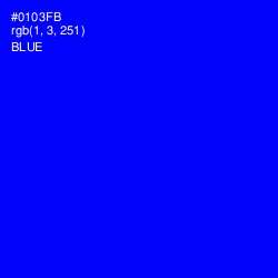 #0103FB - Blue Color Image